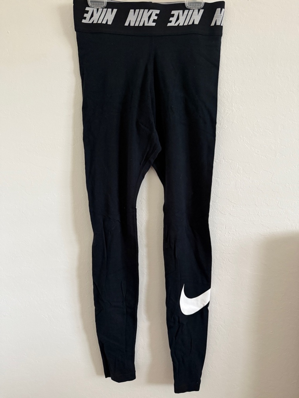 Nike Black Leggings with White Logo Accent